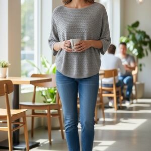 Market & Spruce Gray Crew Neck Sweater